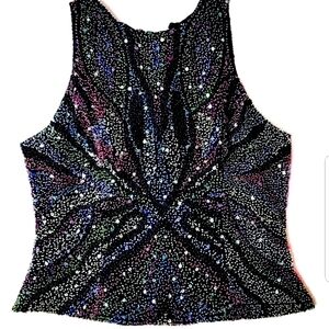 LAURENCE KAZAR Multicolor Silk Beaded Top!